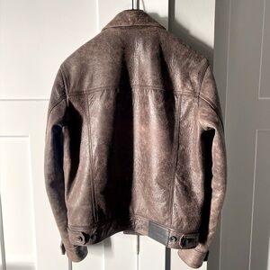 John Varvatos Leather Trucker Jacket Mens 48 Small/Medium New with tags